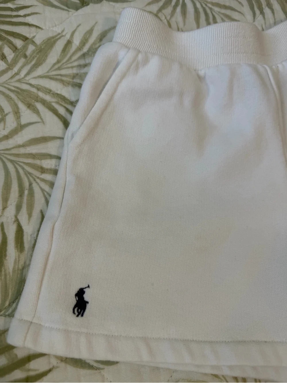 Ralph Lauren White and Light Blue Cotton Terry Shorts - girls